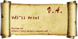 Váli Ariel névjegykártya